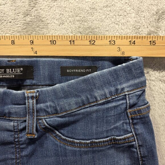 Judy Blue Jeans Womens 9/29 Blue Boyfriend Fit Stretch Distressed Pull On - Picture 9 of 12